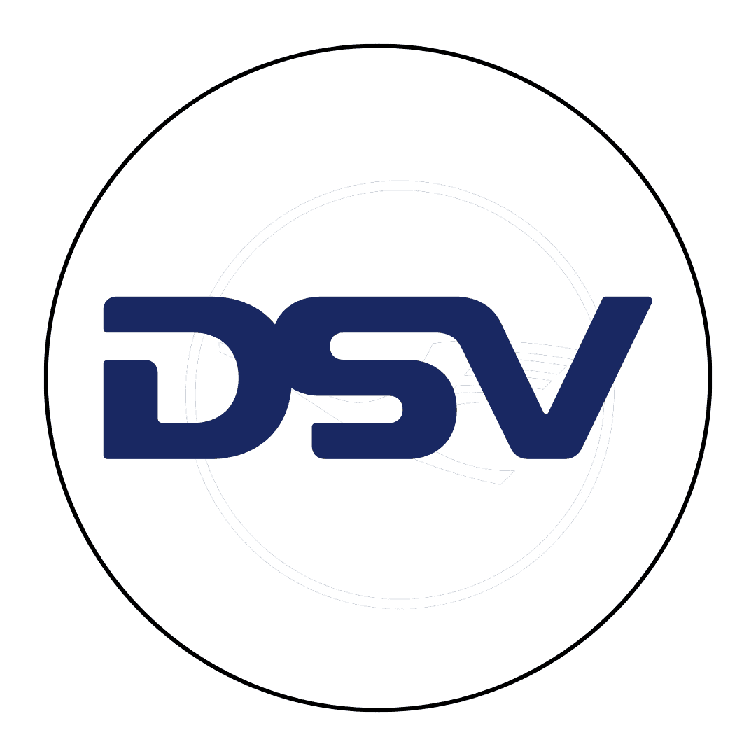 DSV Logo auf weißem Hintergrund, Unternehmensmarke.